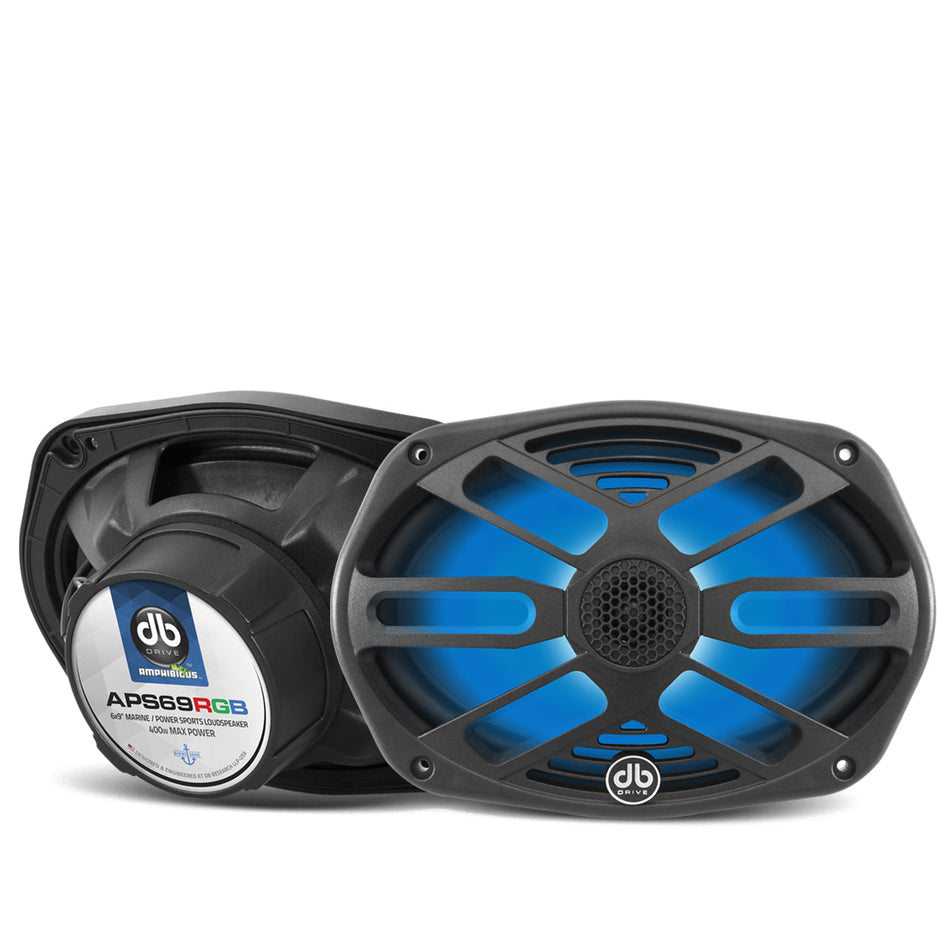 APS69RGB: Bocinas Marinas de 6" x 9" con Iluminación RGB (Negras) (1 Par)