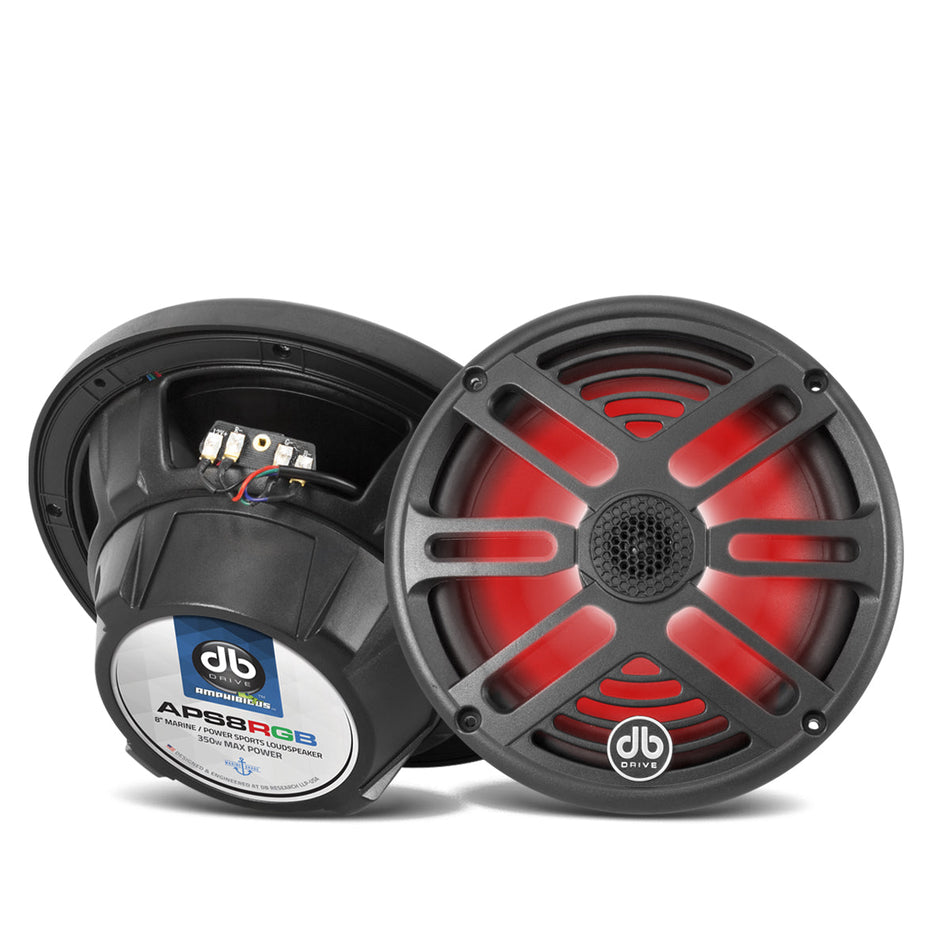 APS8RGB: Bocinas Marinas de 2 Vías de 8" con Iluminación RGB (Negras) (1 Par)