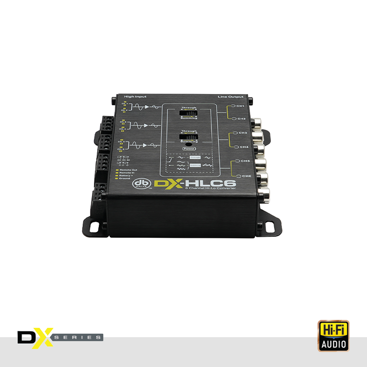 DX-HLC6: Convertidor de señal de alto a bajo nivel de 6 canales con capacidad de suma