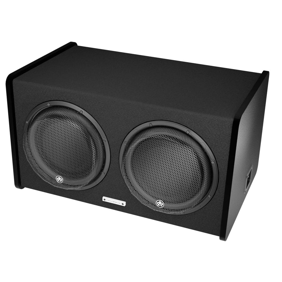 DX-BC212 : Gabinete ventilado con dos subwoofers de 12", carga seleccionable de 1 o 4 ohms y rejillas protectoras