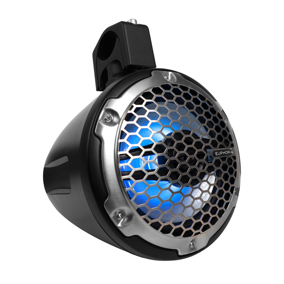 ERMT77 : Bocinas marinas de torre Reference de 7.7" con iluminación decorativa RGB (1 par) - NEGRAS