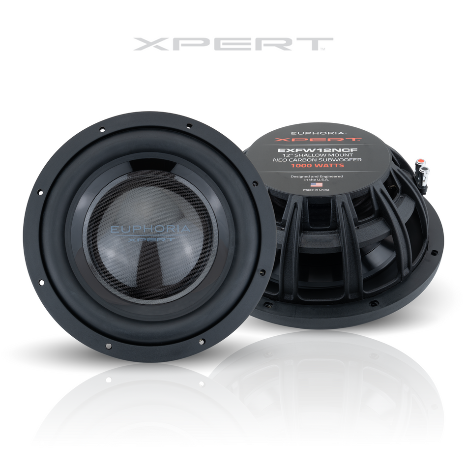 EXFW12NCF: Woofer NEO de fibra de carbono de 12" de montaje poco profundo.