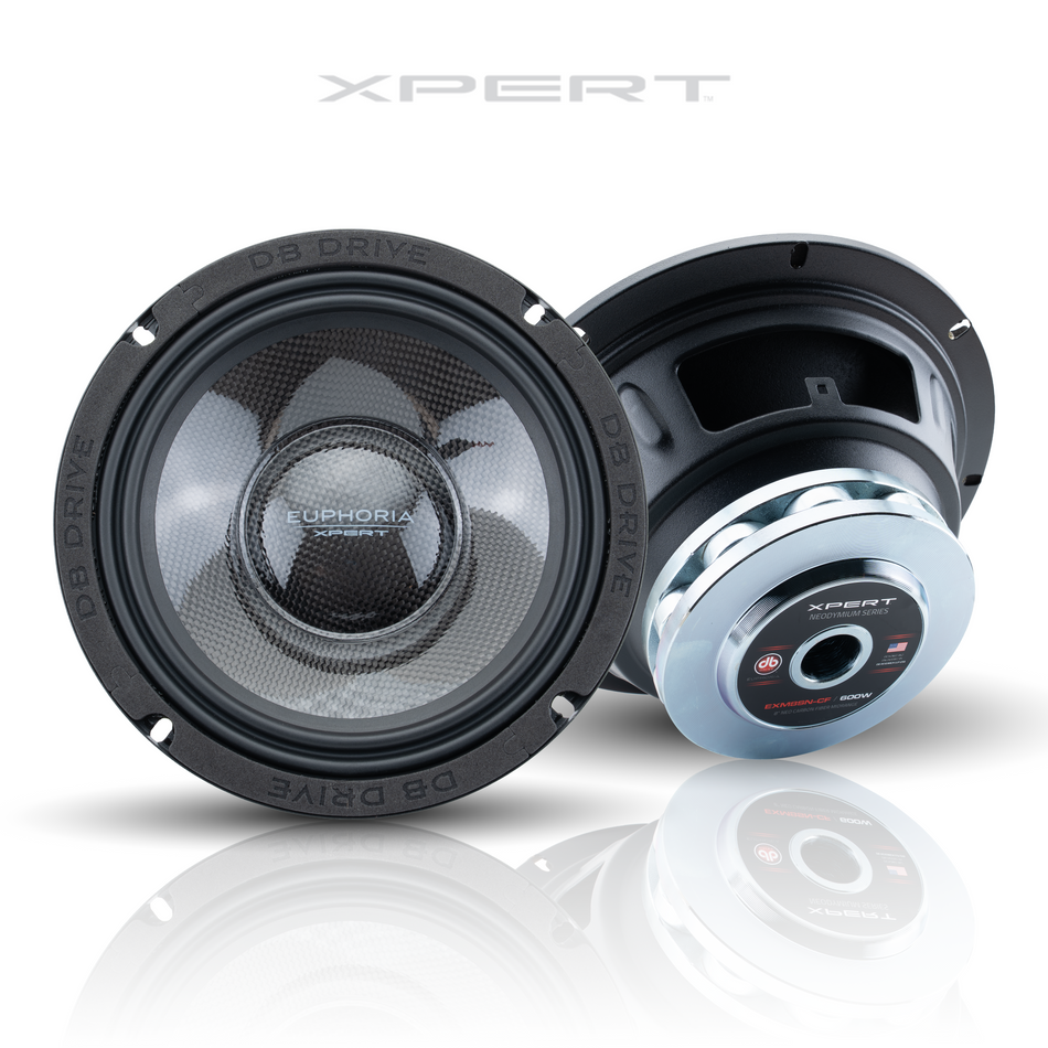 EXM8SN-CF: Midrange NEO de fibra de carbono de 8" con marco de acero estampado.