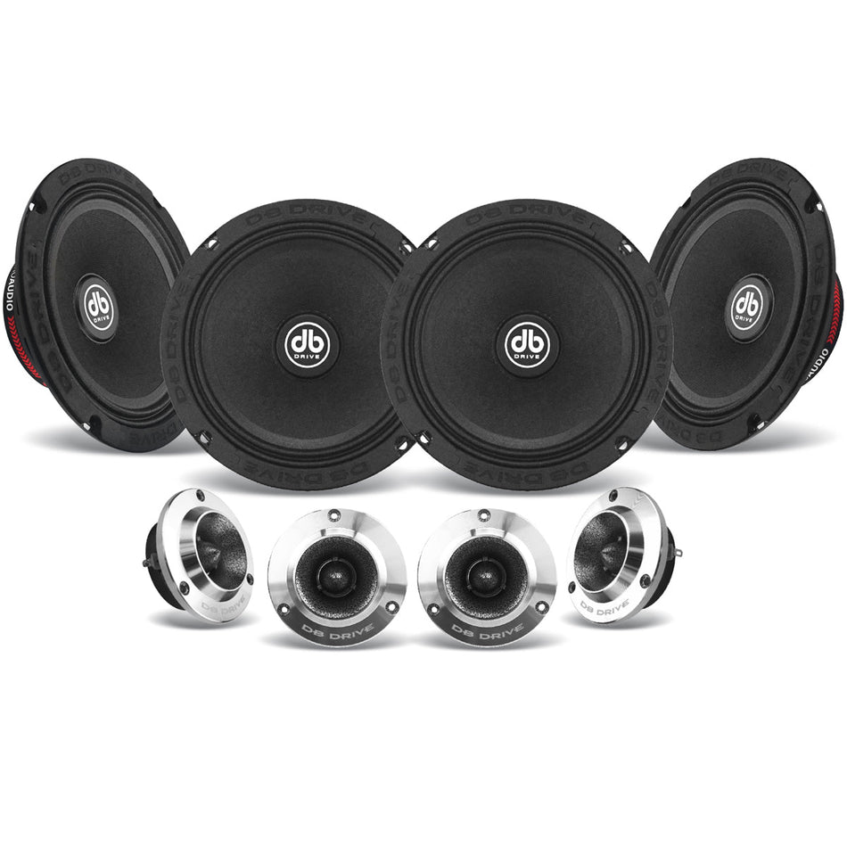 PRO6K4MT: Kit Componente PRO Audio de 6.5" con 4 Medios y 4 Tweeters