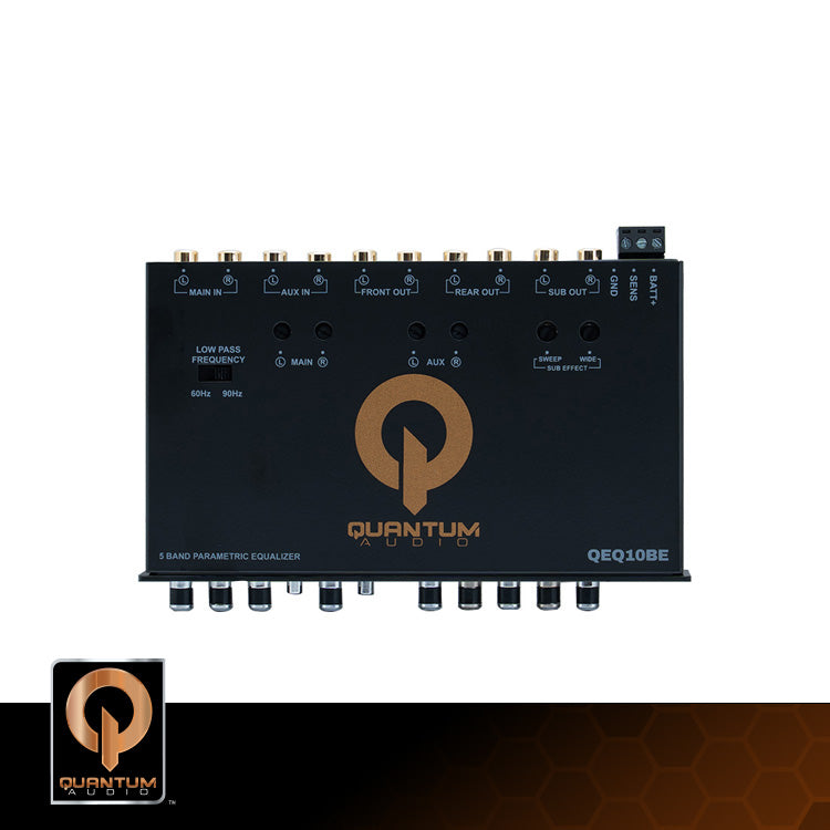 QEQ10BE: Ecualizador de 5 bandas con optimizador de bajos y pantalla de voltaje de la batería