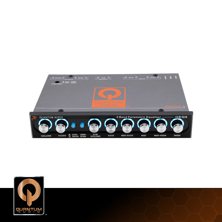 QEQ5: Ecualizador de 5 bandas con crossover pasa-bajas en el panel frontal