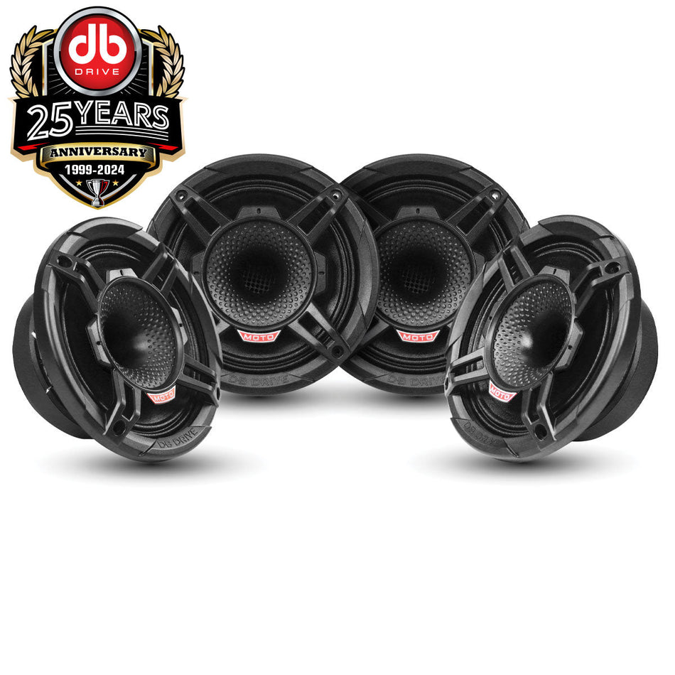 WDX6MOTO-4CD: Sistema Quad de altavoces Moto de 2 vías de 6.5 pulgadas con driver de compresión de carga trasera
