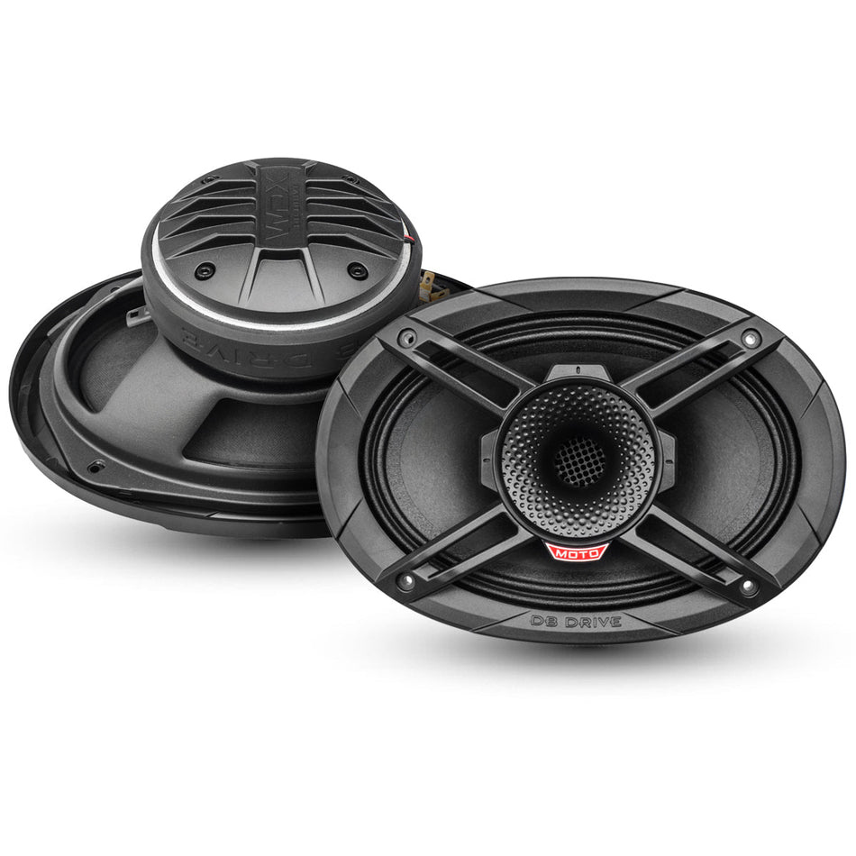 WDX69MOTO-CD: Altavoces para motocicleta de 2 vías de 6" × 9" con driver de compresión trasero (1 par)