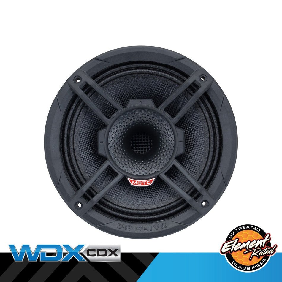 WDX8MOTO-CDX : Bocina de 2 vías de 8" con driver de compresión trasero y cono de fibra de vidrio resistente a los elementos