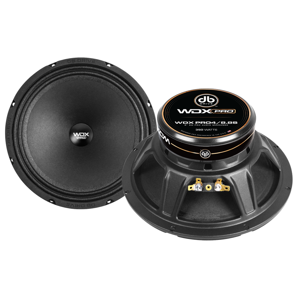 WDXPRO4/8.8S : Medio rango de audio PRO de 8" con amplio rango de frecuencia, bobina de voz KSV de 1.2", cono de papel con suspensión de tela e imán de ferrita