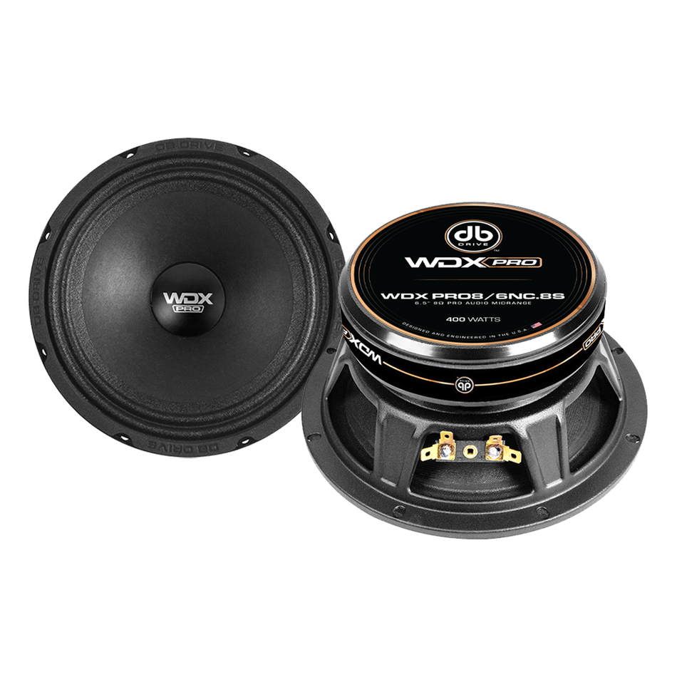WDXPRO8/6NC.8S : Medio bajo de audio PRO de 6.5" con amplio rango de frecuencia, bobina de voz TIL de 1.5" y cono de papel con suspensión de tela